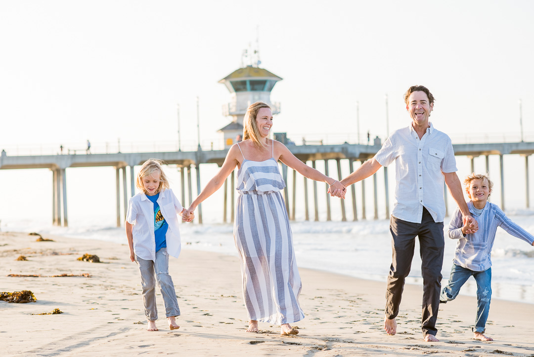 Family walking together on a South Bay beach